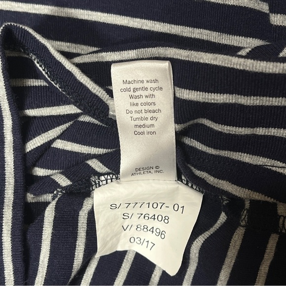 ATHLETA Womens Striped Swing Dress Oversized Navy Gray Size Medium - Picture 8 of 11